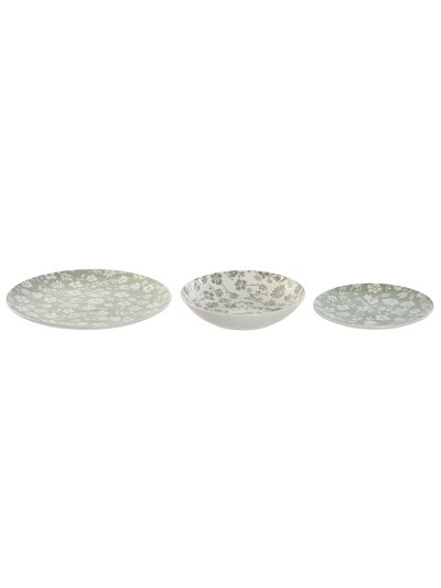 Set de Vajilla Home ESPRIT Blanco Verde Porcelana Floral 27 x 27 x 2 cm 18 Piezas