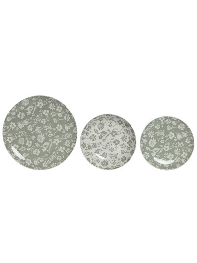 Set de Vajilla Home ESPRIT Blanco Verde Porcelana Floral 27 x 27 x 2 cm 18 Piezas