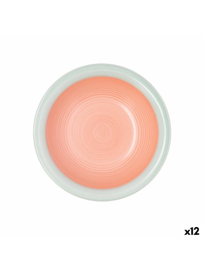 Plato Hondo Quid Kaleido Verde Coral Cerámica Ø 21,5 cm (12 Unidades)