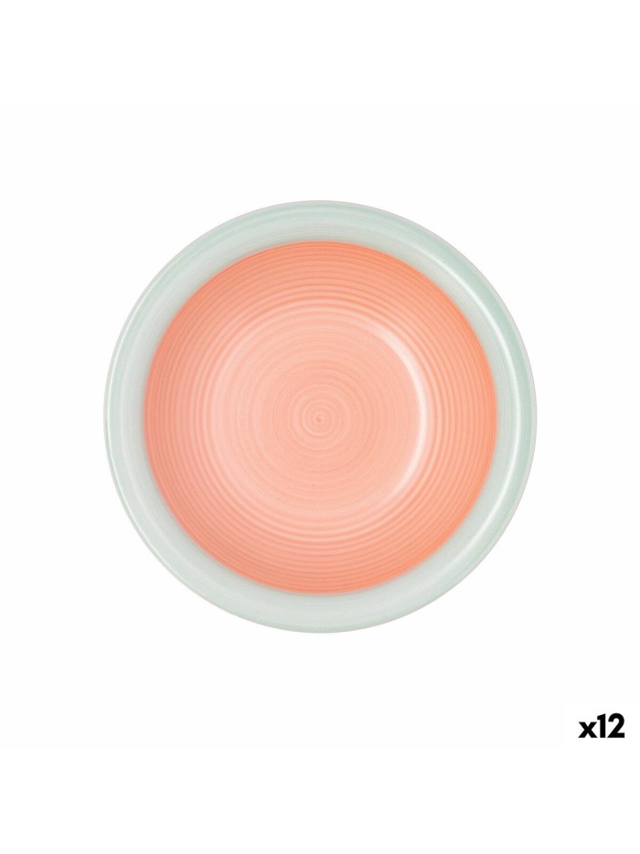 Plato Hondo Quid Kaleido Verde Coral Cerámica Ø 21,5 cm (12 Unidades)