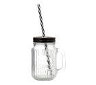 Jar with Lid and Straw Quid Maison Transparent Glass 470 ml (12 Units)