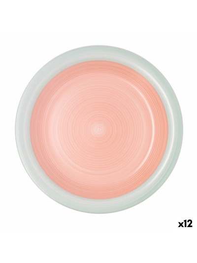 Plato Llano Quid Kaleido Verde Coral Cerámica Ø 27 cm (12 Unidades)