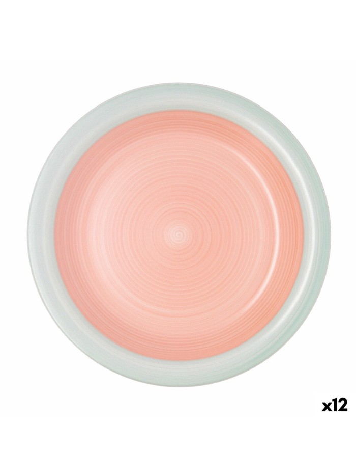 Flat Plate Quid Kaleido Green Coral Ceramic Ø 27 cm (12 Units)