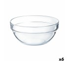 Cuenco Luminarc Apilable Transparente Vidrio (6 Unidades)