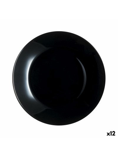 Plato Llano Luminarc Zelie Negro Negro Vidrio Ø 25 cm (12 Unidades)