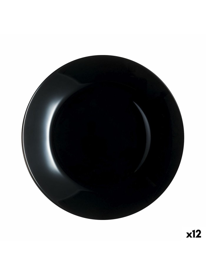 Plato Llano Luminarc Zelie Negro Negro Vidrio Ø 25 cm (12 Unidades)