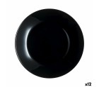 Plato Llano Luminarc Zelie Negro Negro Vidrio Ø 25 cm (12 Unidades)