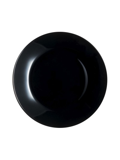 Flat Plate Luminarc Zelie Negro Black Glass Ø 25 cm (12 Units)