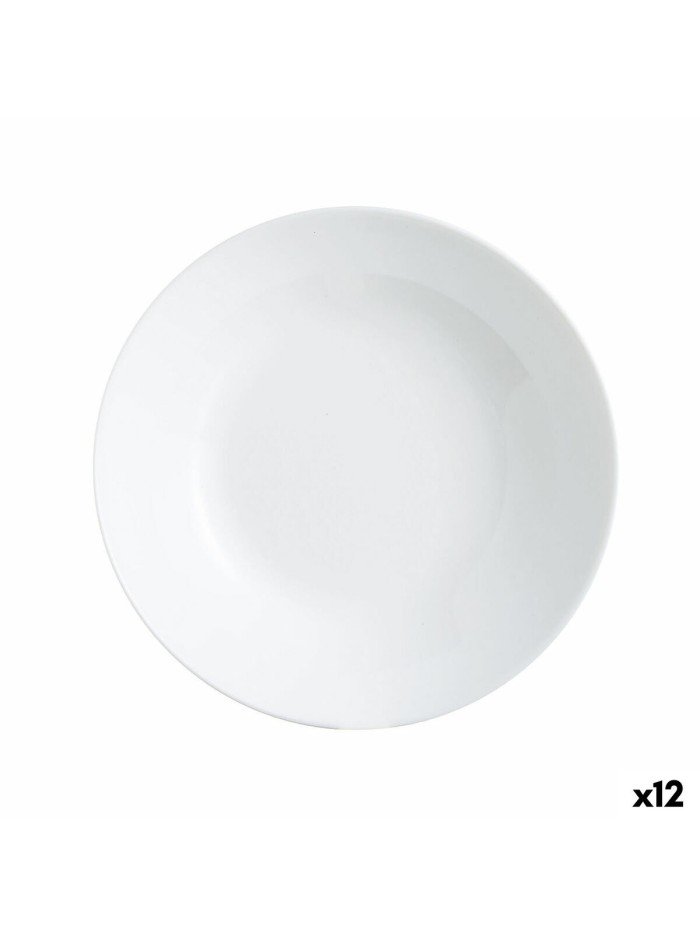 Deep Plate Luminarc Zelie White Glass Ø 20 cm (12 Units)