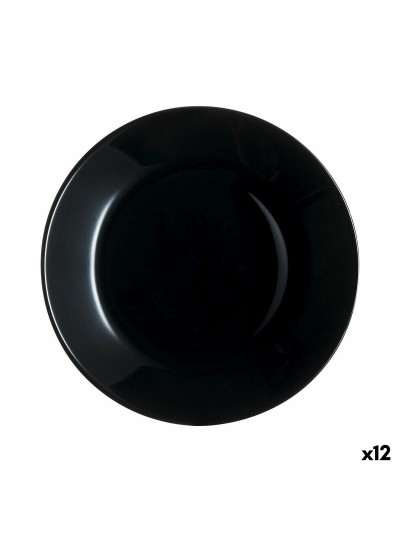 Plato de Postre Luminarc Zelie Negro Negro Vidrio Ø 18 cm (12 Unidades)