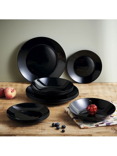 Dessert dish Luminarc Zelie Negro Black Glass Ø 18 cm (12 Units)