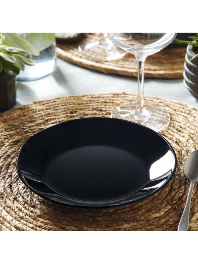 Plato de Postre Luminarc Zelie Negro Negro Vidrio Ø 18 cm (12 Unidades)