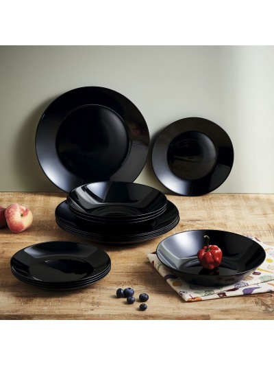 Deep Plate Luminarc Zelie Negro Black Glass Ø 20 cm (12 Units)