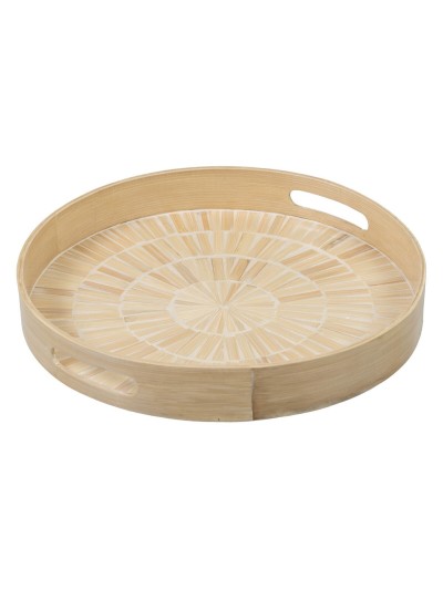 Snack tray Beige Bamboo 35 x 35 x 5 cm MDF Wood