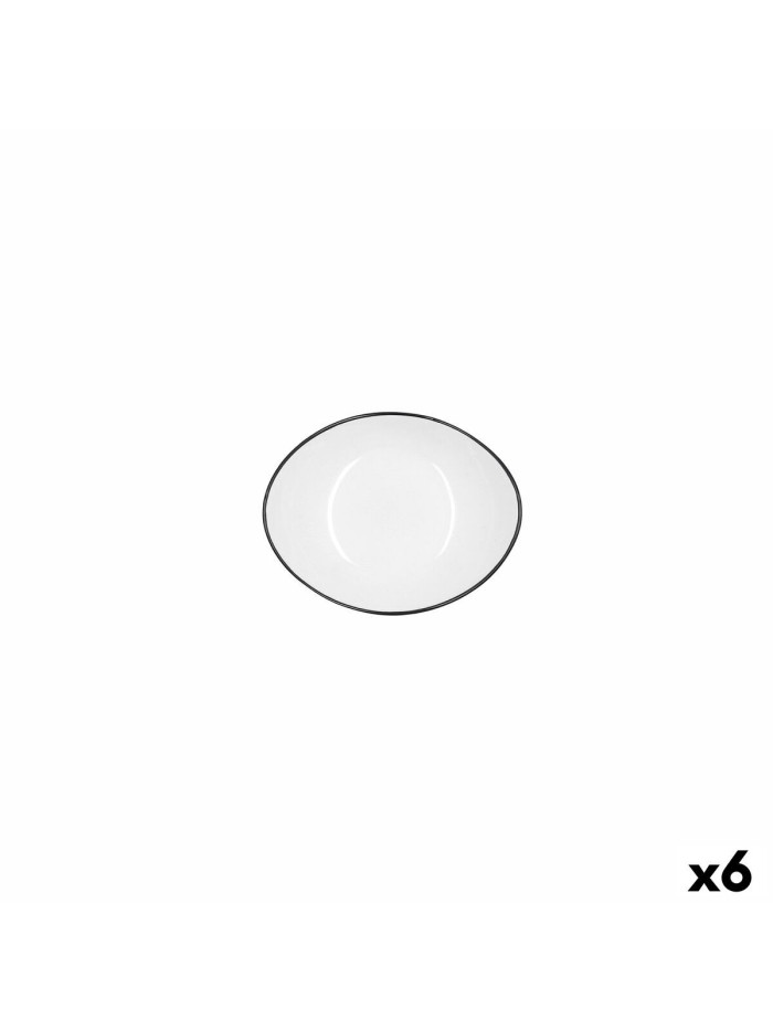 Snack tray Quid Gastro White Black Ceramic 14 x 11 cm (6 Units)