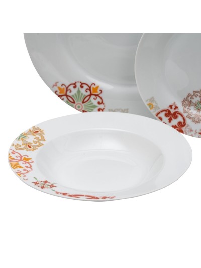 Vajilla Burdeos Mostaza Porcelana 1 cm 37 x 23 x 30 cm 18 Piezas