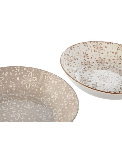 Set de Platos Home ESPRIT Marrón Beige Porcelana 20 x 20 x 4 cm