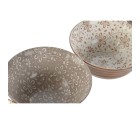 Set de Cuencos Home ESPRIT Marrón Beige Porcelana Flores Shabby Chic 15 x 15 x 7 cm