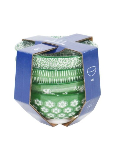 Set de Cuencos Home ESPRIT Marrón Beige Porcelana Flores Shabby Chic 11,5 x 11,5 x 6 cm