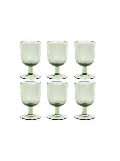 Set de Copas Home ESPRIT Verde Cristal 300 ml 8 x 8 x 14 cm (6 Unidades)