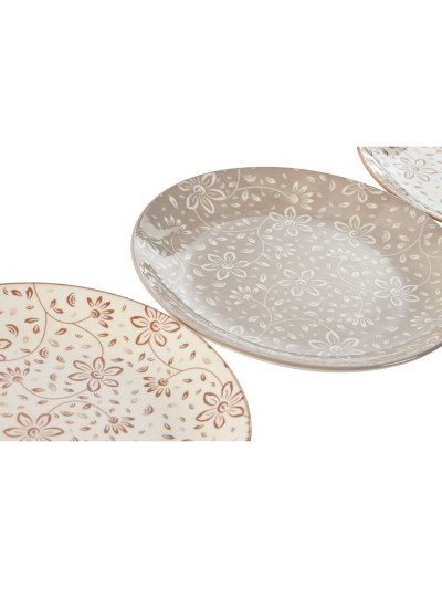 Set de Platos Home ESPRIT Marrón Beige Porcelana 19 x 19 x 2 cm