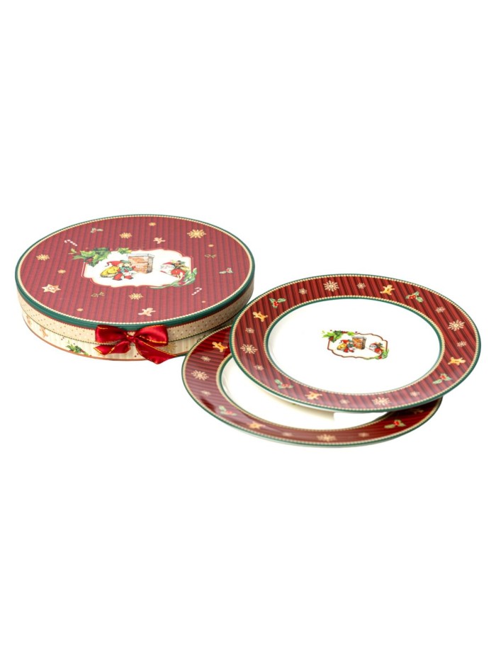 Plate set Romimex Red Ceramic 27 x 2 x 27 cm 2 Units
