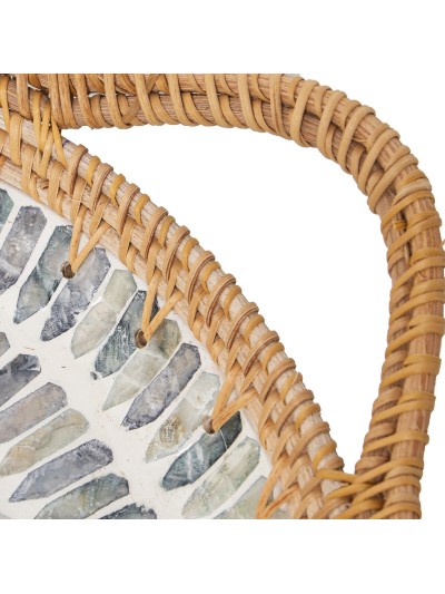 Tray Alexandra House Living Multicolour Rattan Mother of pearl Circular 40 x 5 x 33 cm