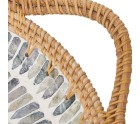 Bandeja Alexandra House Living Multicolor Ratán Nácar Redonda 40 x 5 x 33 cm