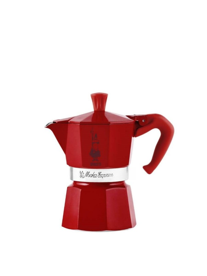 Italian Coffee Pot Bialetti Winter Wonderland Red Silver Aluminium 3 Cups