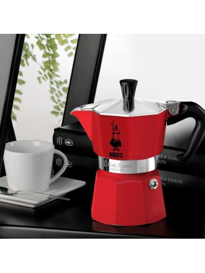 Italian Coffee Pot Bialetti Winter Wonderland Red Silver Aluminium 3 Cups