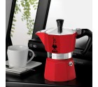 Italian Coffee Pot Bialetti Winter Wonderland Red Silver Aluminium 3 Cups