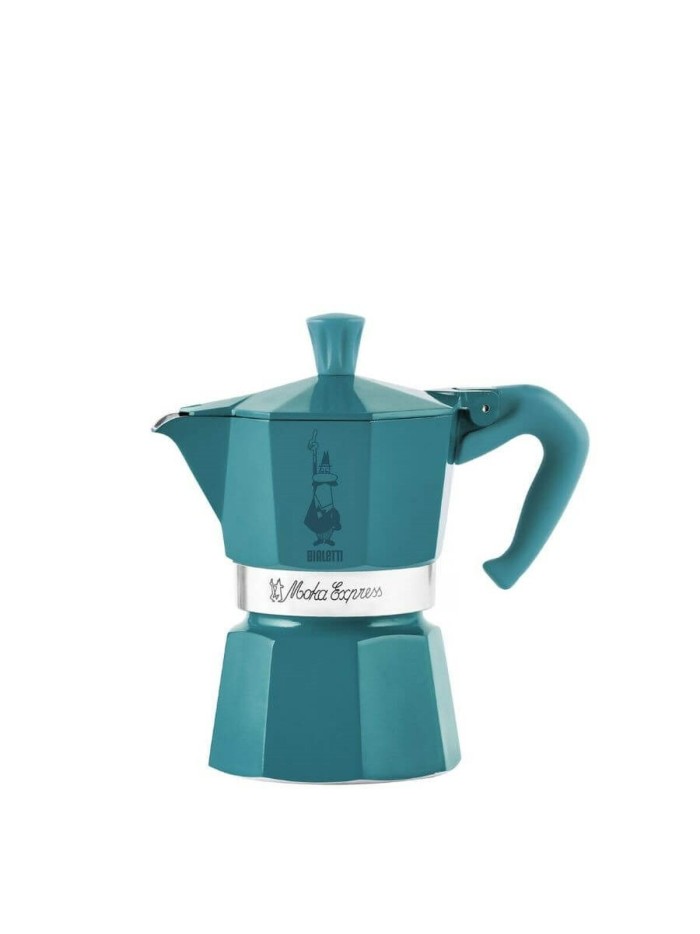 Cafetière Italienne Bialetti Moka Express Winter Wonderland Turquoise Argenté Aluminium 3 Tasses