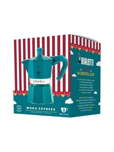 Cafetière Italienne Bialetti Moka Express Winter Wonderland Turquoise Argenté Aluminium 3 Tasses