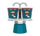 Italian Coffee Pot Bialetti Mini Express Winter Wonderland Turquoise Aluminium 2 Cups 0,9 l