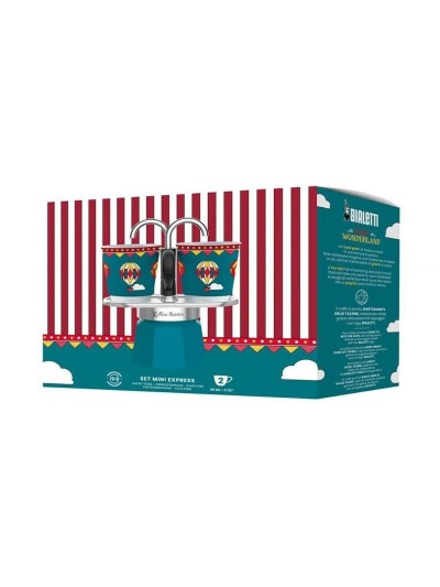 Cafetera Italiana Bialetti Mini Express Winter Wonderland Turquesa Aluminio 2 Tazas 0,9 l