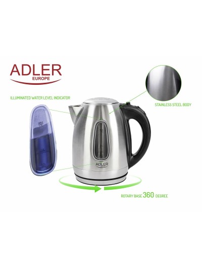 Hervidor Adler AD 1223 Negro Acero Inoxidable 2000 W 1,7 L