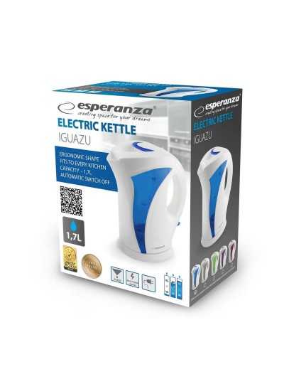 Kettle Esperanza EKK018G  Blue White Plastic 2200 W 1,7 L