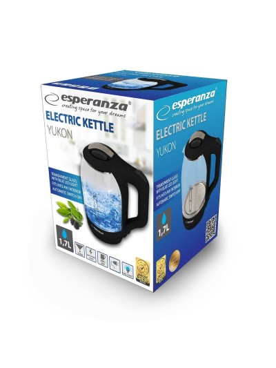 Kettle Esperanza EKK025K  Black Multicolour Glass Plastic 1500 W 1,7 L