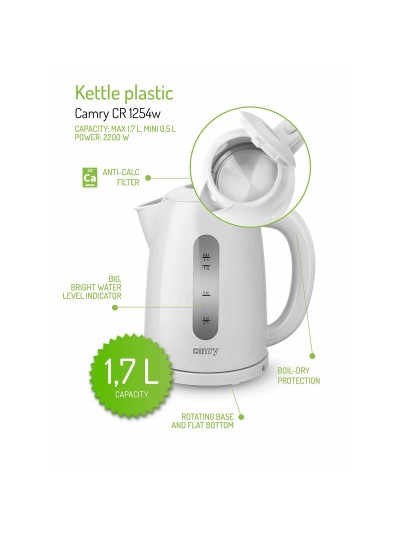Hervidor Adler CR 1254W Blanco Plástico 2200 W 1,7 L