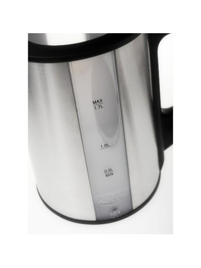 Kettle Adler AD 1216 Black Silver Stainless steel Plastic 2000 W 2200 W 1,7 L