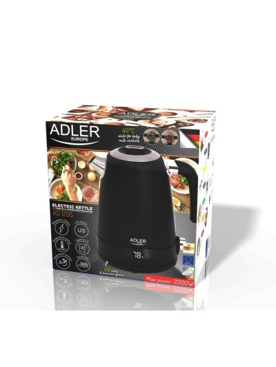 Kettle Adler AD 1295b Black Stainless steel 2200 W 1,7 L