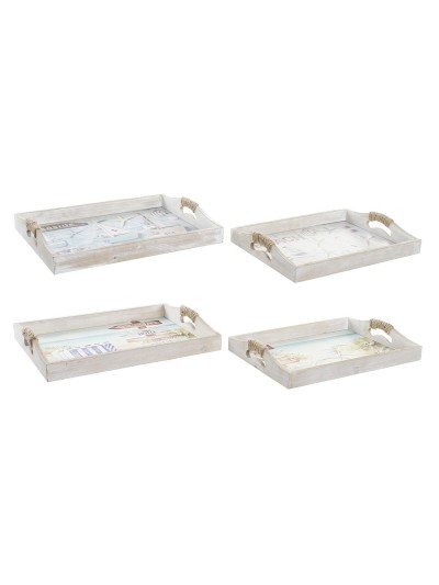 Jeux de plateaux DKD Home Decor Multicouleur Bois MDF 40 x 30 x 6 cm (2 Unités) (12 Unités)