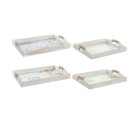 Juego de Bandejas DKD Home Decor Multicolor Madera MDF 40 x 30 x 6 cm (2 Unidades) (12 Unidades)