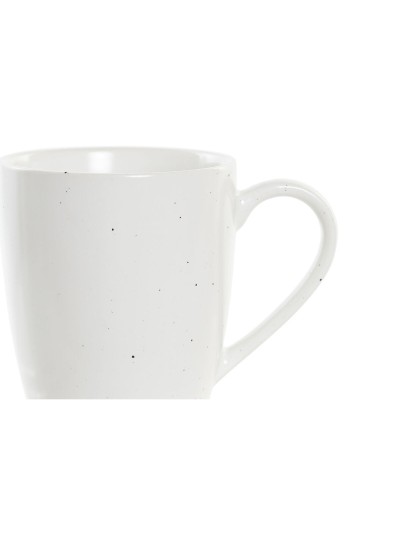Juego de 4 Tazas Mug DKD Home Decor Blanco Natural Madera de caucho Gres 300 ml 19 x 13 x 31 cm