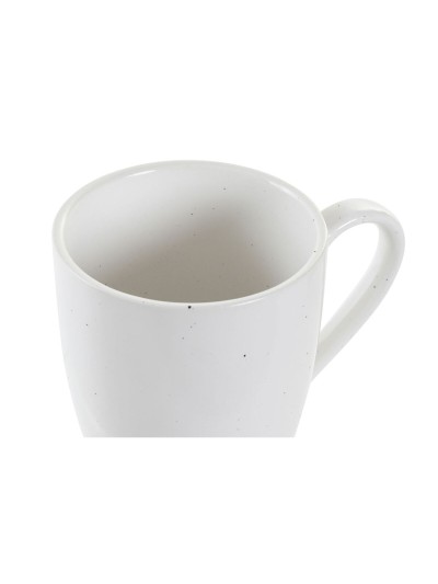 Juego de 4 Tazas Mug DKD Home Decor Blanco Natural Madera de caucho Gres 300 ml 19 x 13 x 31 cm