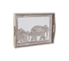 Snack tray DKD Home Decor Engraving 40,5 x 30,5 x 7 cm Elephant Brown Indian Man