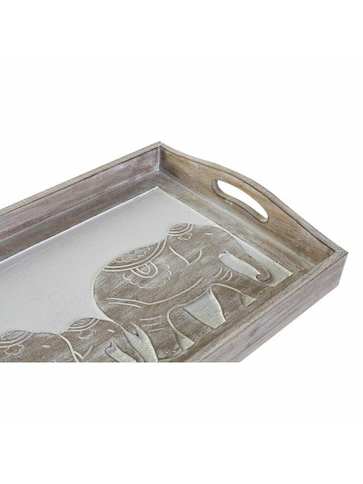 Snack tray DKD Home Decor Engraving 40,5 x 30,5 x 7 cm Elephant Brown Indian Man