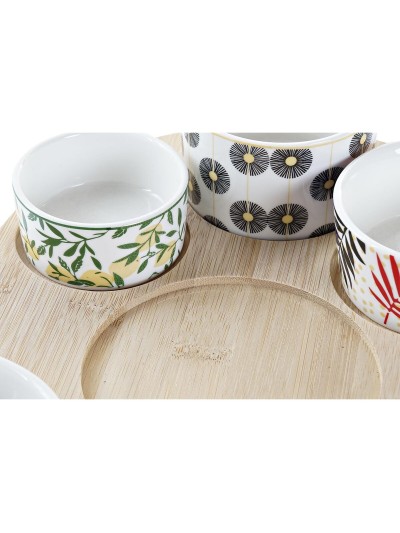 Set de Aperitivo DKD Home Decor Multicolor Bambú Gres Tropical 5 Piezas 23 x 23 x 5,6 cm