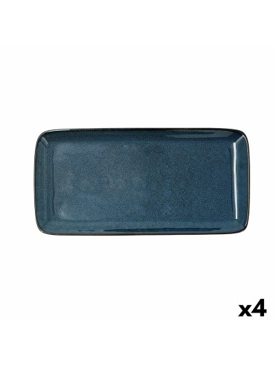 Plat à Gratin Bidasoa Ikonic Céramique Bleu (28 x 14 cm) (Pack 4x)