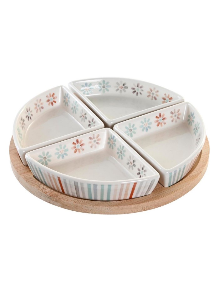 Snack tray DKD Home Decor 21,5 x 21,5 x 1 cm Multicolour Stoneware